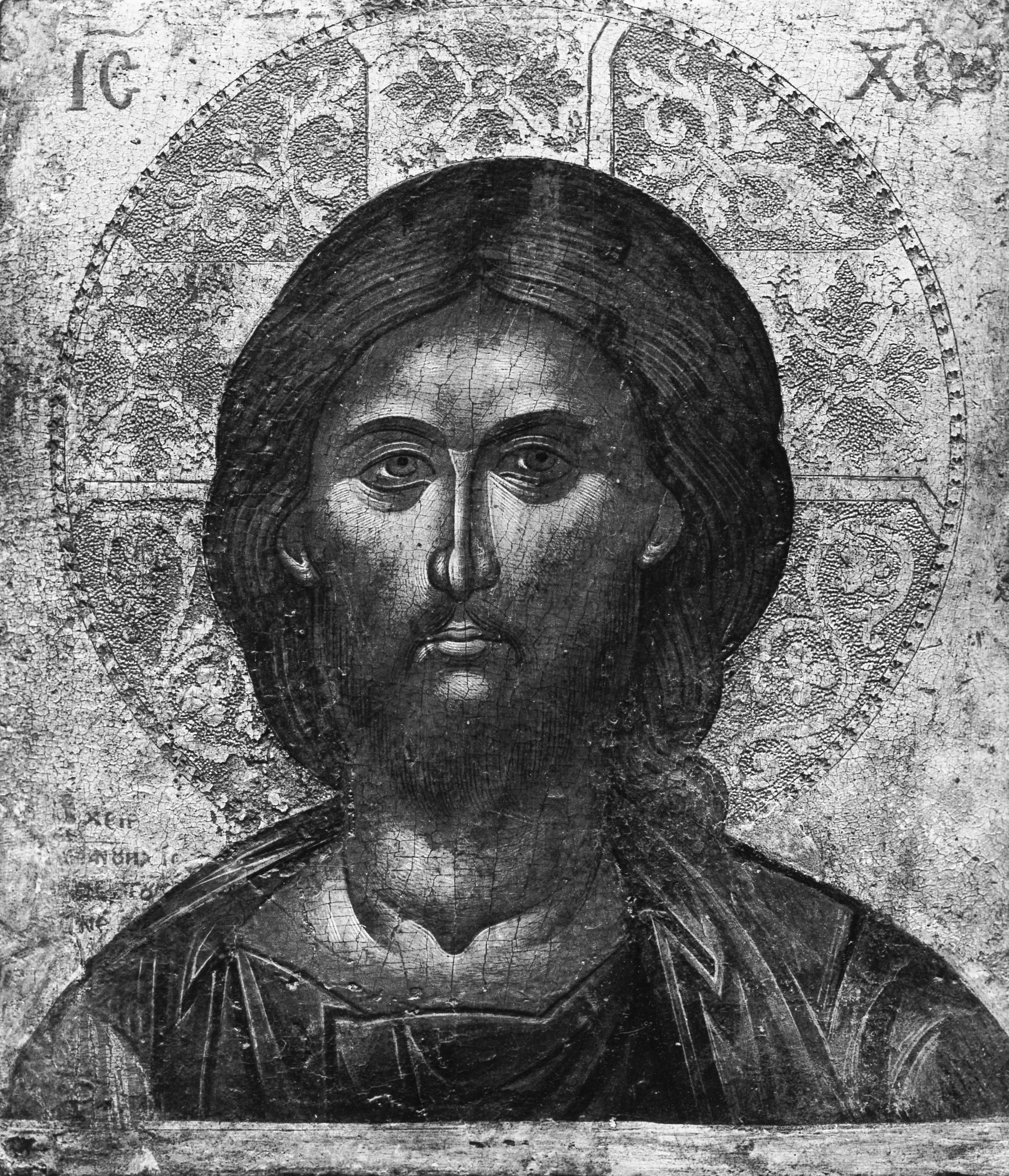Byzantine-style icon portrait with decorative halo
